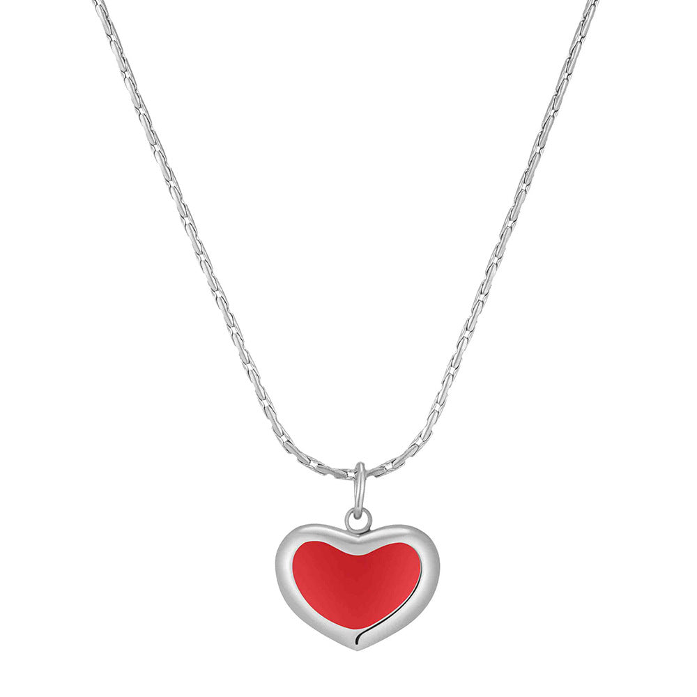 Damen Halskette mit Herzanhänger aus Edelstahl und rotem Zirkonia Shop Nory