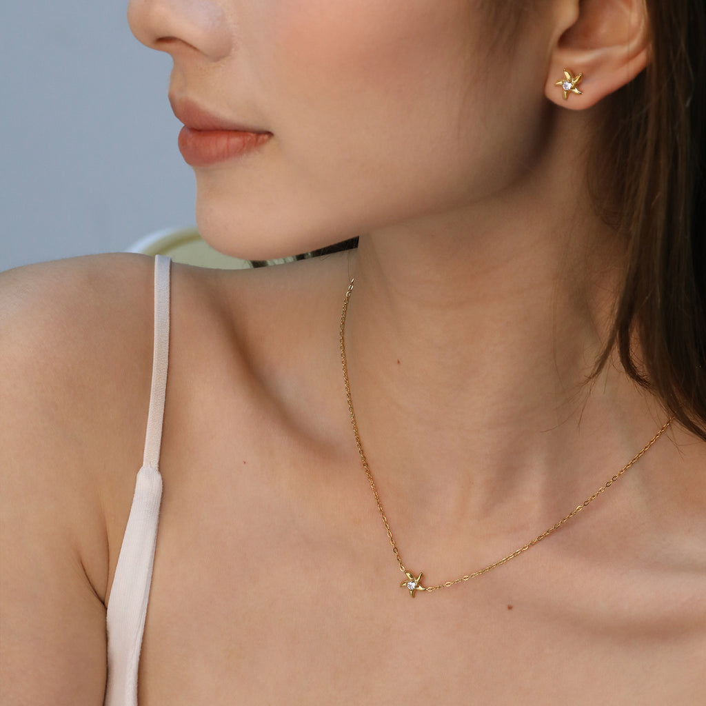 Damen Schmuckset mit eleganten Sternengarten-Anhängern aus hochwertigem Edelstahl Shop Nory