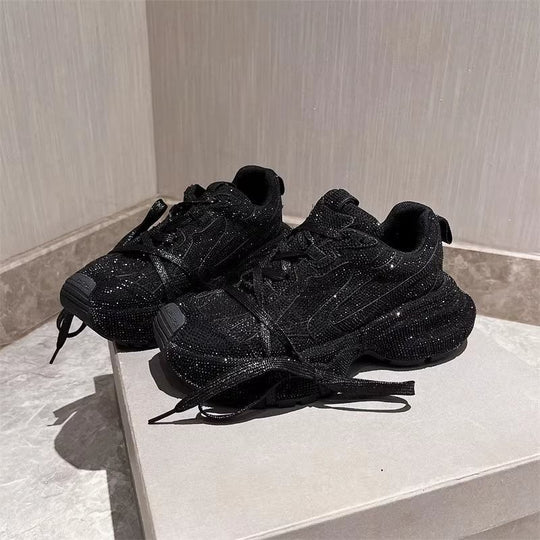 Damen Chunky Plateau-Sneaker mit gewellter Profilsohle und glitzernder Mesh-Optik Shop Nory