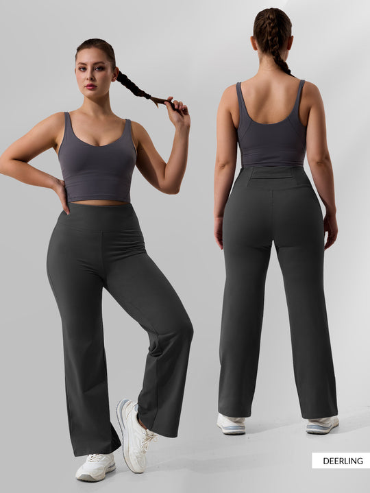 Damen High-Waist Bootcut-Yogahose mit formender Rückenpasse und weitem Bein Shopy Nory