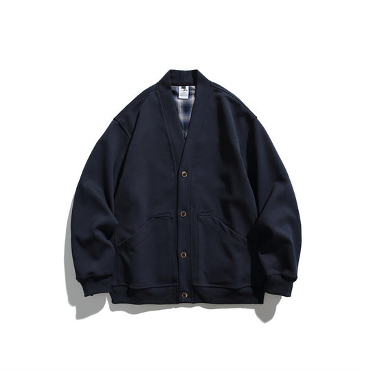 Unisex Oversize-Cardiganjacke aus schwerem French-Terry mit V-Ausschnitt und aufgesetzten Eingrifftaschen Shop Nory