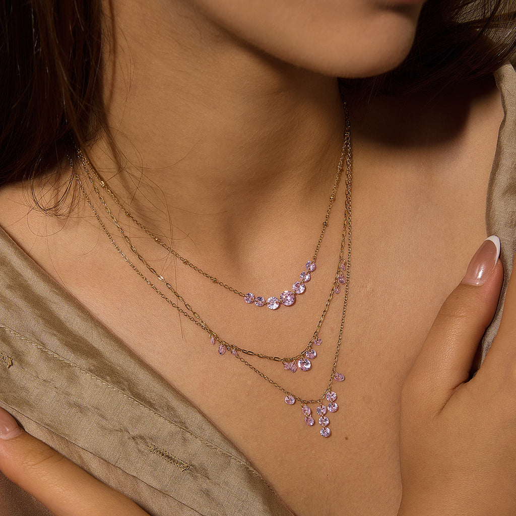 Damen Halskette mit funkelnden Zirkonia-Anhängern und hochwertiger Edelstahlverarbeitung Shop Nory