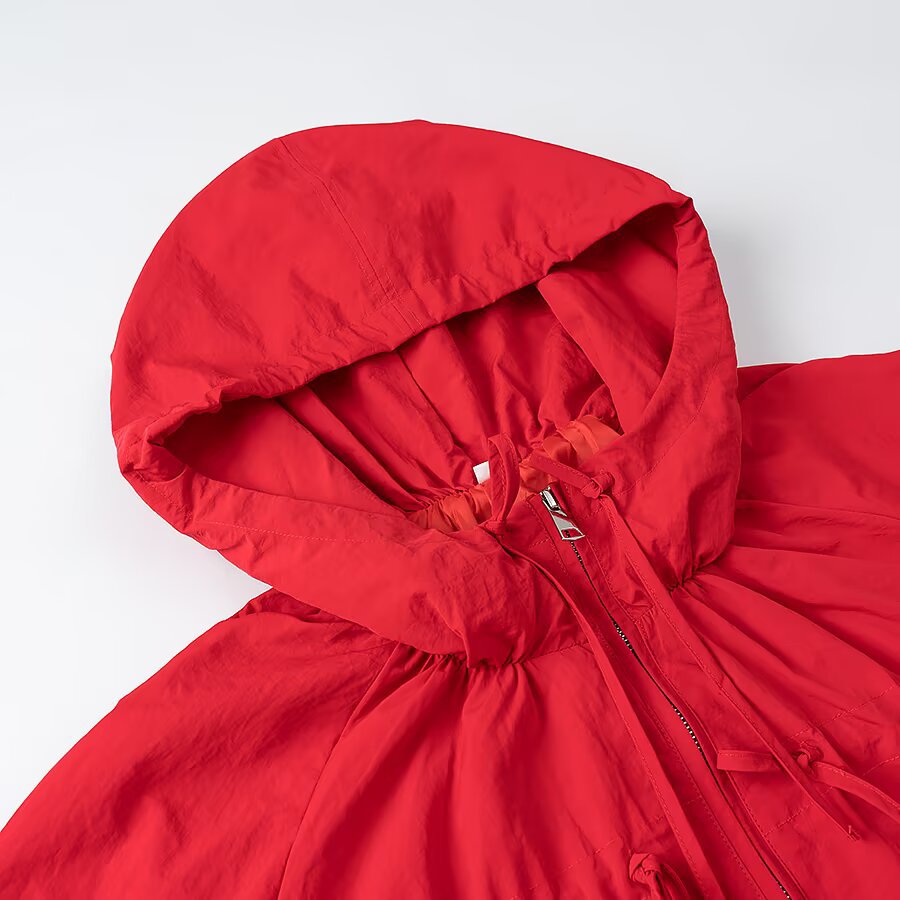 Damen Leichte Kapuzen-Boxy-Übergangsjacke mit Tunnelzug und elastischen Bündchen Shop Nory