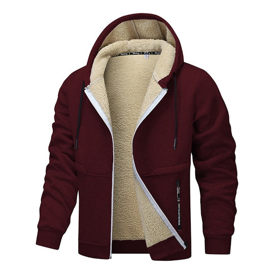 Herren Sherpa‑gefütterte Zip‑Hoodiejacke im Urban‑Casual‑Stil mit Teddyfleece‑Innenfutter Shop Nory