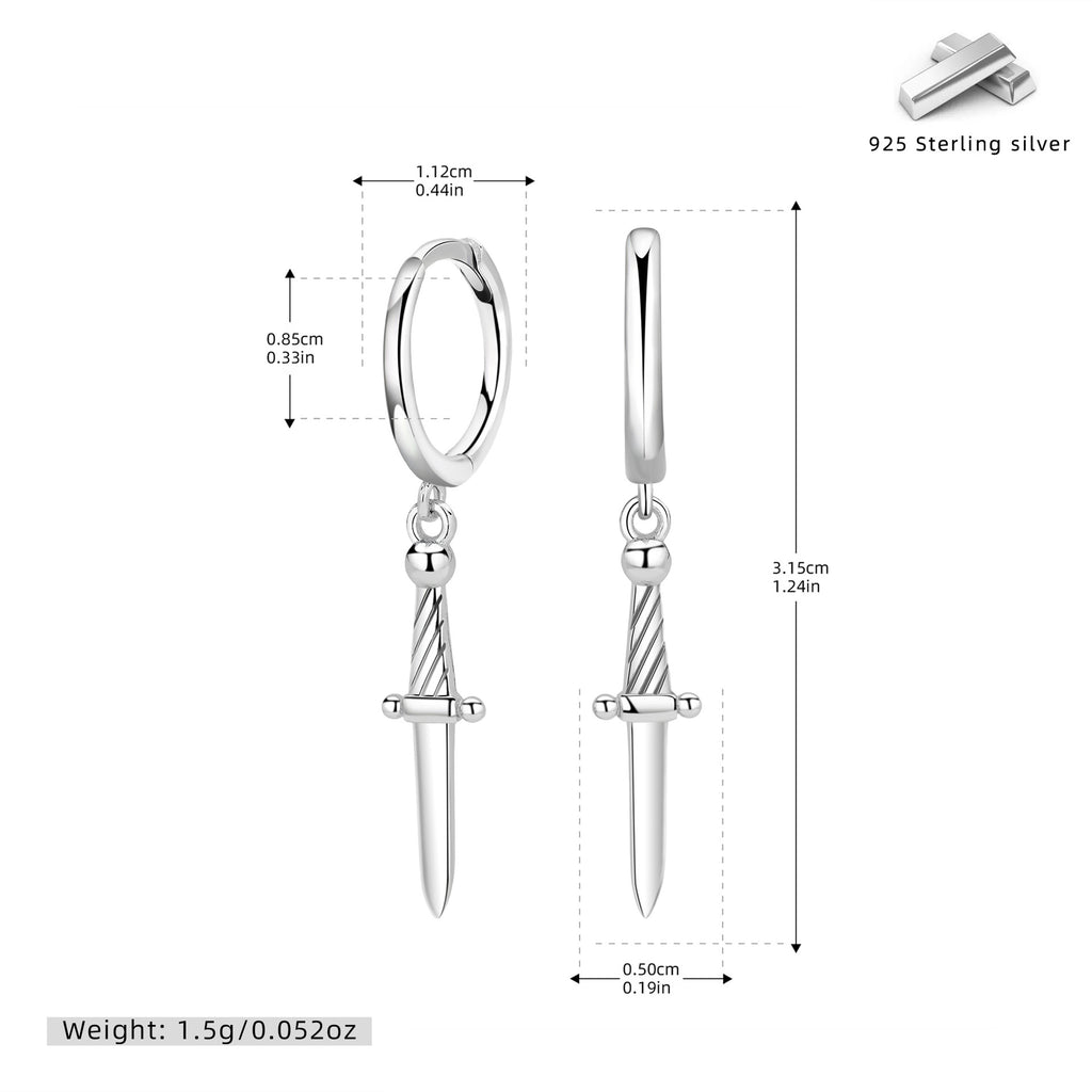 Damen Ohrhänger mit elegantem Schwertanhänger aus hochwertigem 925 Sterling Silber Shop Nory