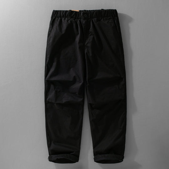 Herren lässige Chinohose mit Elastikbund, Kordelzug und konischem Bein Shop Nory