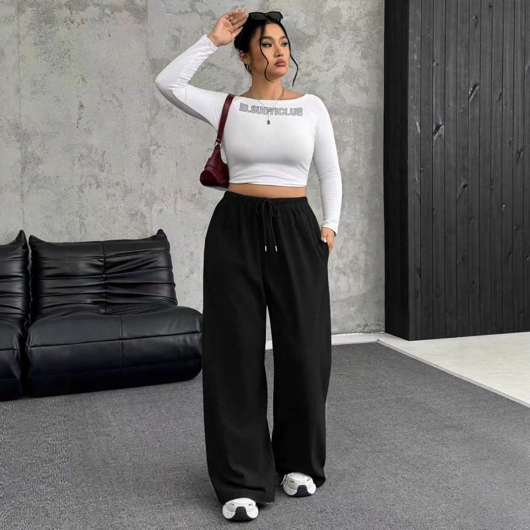 Damen High-Waist weite Beinform Jogginghose Shop Nory