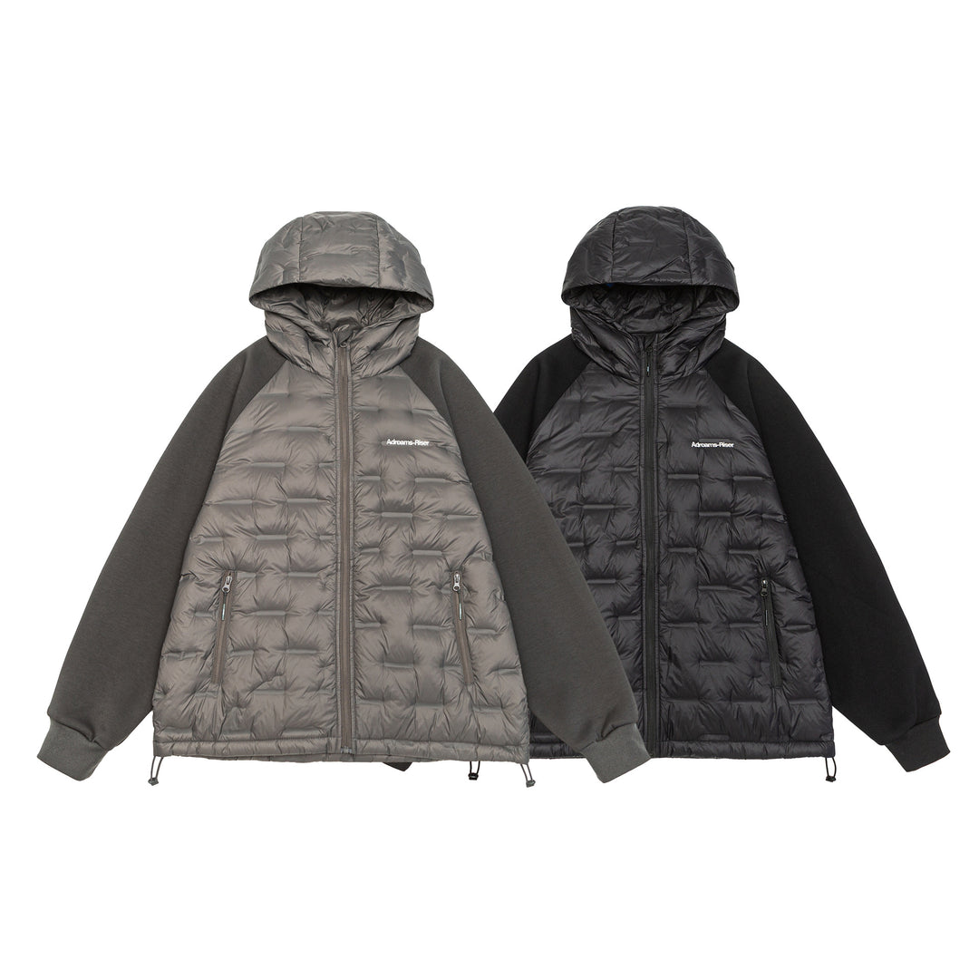 Herren Hybrid-Steppjacke mit wattierter Front, Kapuze und elastischen Ärmelabschlüssen Shop Nory