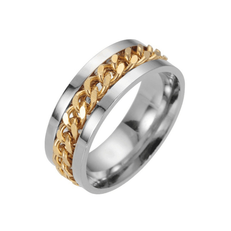 Herren Schmuckring mit modernem Ketten- und Blockdesign Shop Nory