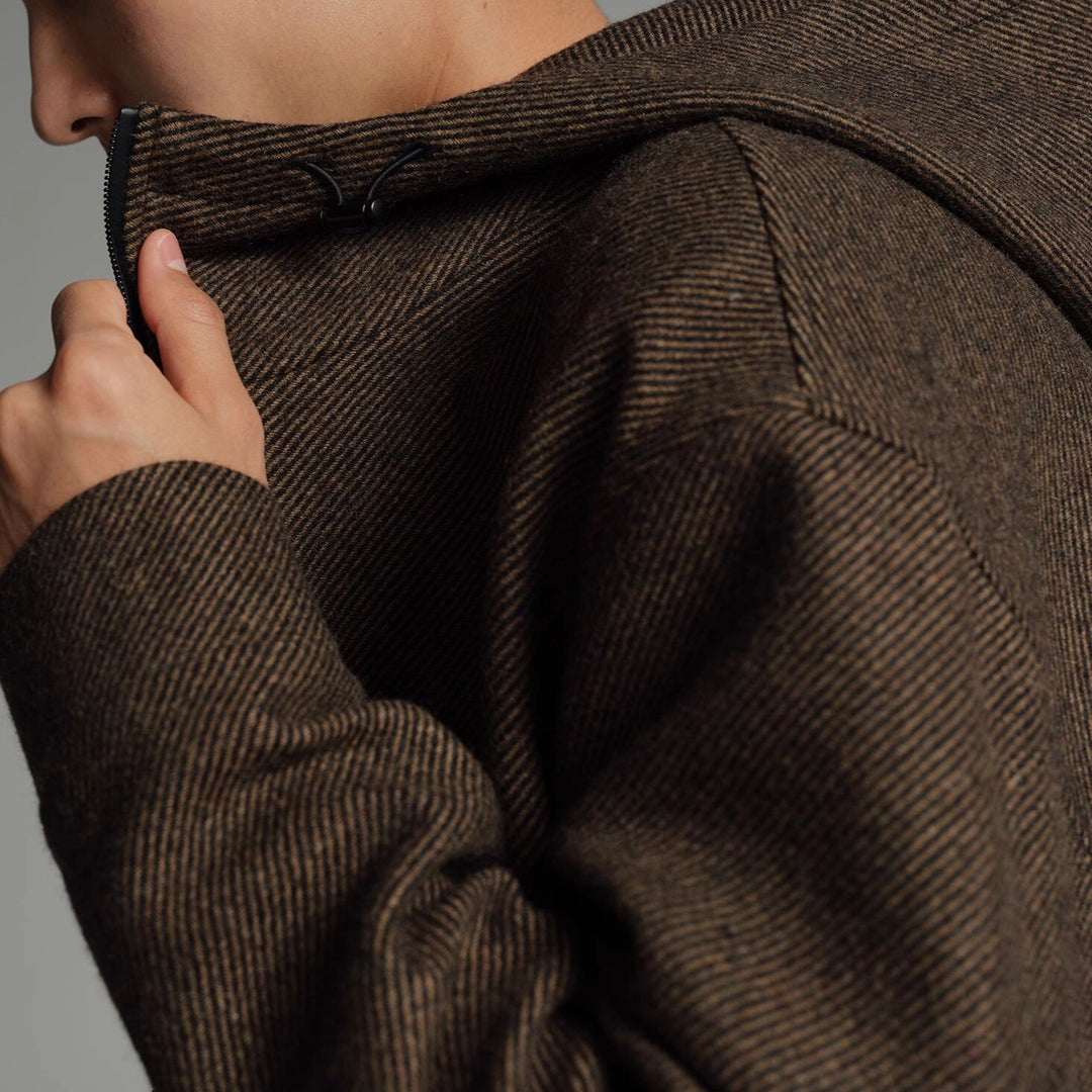 Herren Kurze Wollmisch-Kapuzenjacke mit Reißverschluss und elastischem Saum Shop Nory