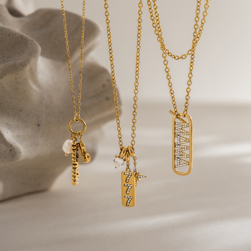 Damen Halskette mit mehrlagigem, funkelndem Anhänger und wasserdichtem Design Shop Nory