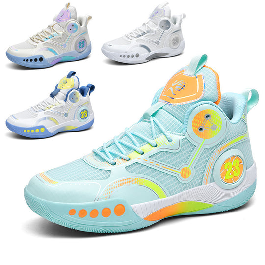 Herren gepolsterter High-Top Basketballschuh mit holografischen Akzenten und griffiger Gummilaufsohle Shop Nory