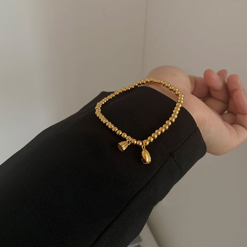 Damen Zierliches Gold Beaded Charm Fußkettchen Shop Nory