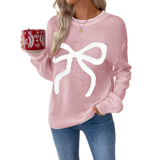 Damen Bequemer Pullover mit Schleifenmuster Shop Nory