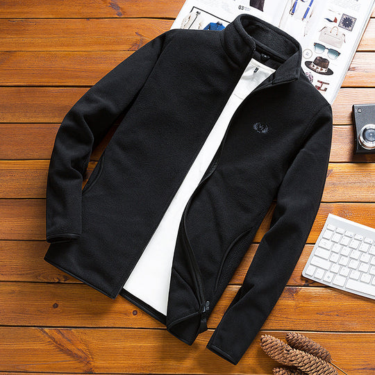 Herren Fleecejacke mit Stehkragen, windabweisender Mikrofaser‑Außenschicht und slim-regular Fit Shop Nory