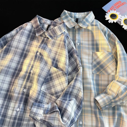 Herren Oversized Karo-Flanellhemd mit Brusttasche und Drop-Shoulder Shop Nory