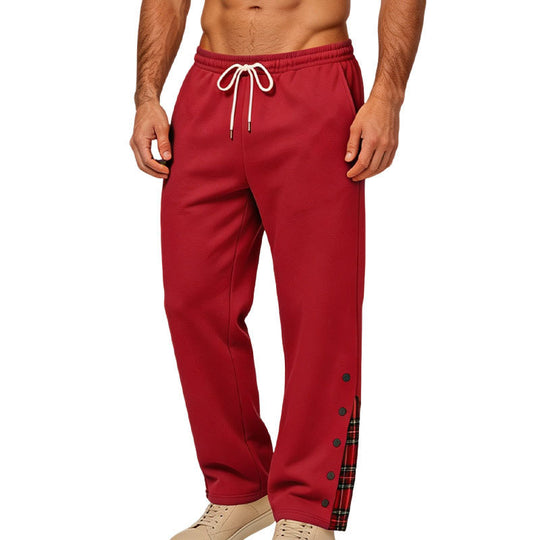 Herren weite Jogginghose mit Karobesatz und Druckknopf-Detail Shop Nory