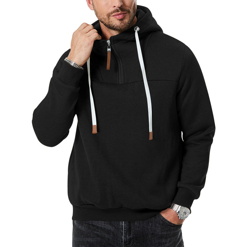 Herren Fleece-Halbzip-Hoodie mit Kapuze, Kordelzug und elastischen Bündchen Shop Nory