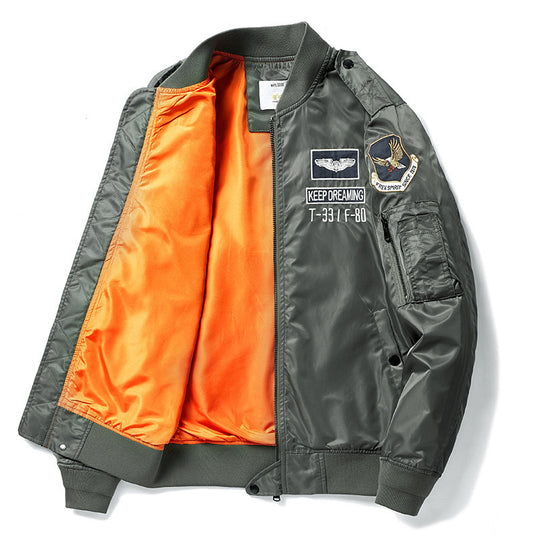 Herren Bomberjacke Pilotenblouson mit gestickten Fliegerapplikationen und windabweisendem Nylon Shop Nory