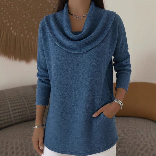 Damen Kuscheliger Feinstrick-Pullover mit Schalkragen und Eingrifftaschen Shop Nory