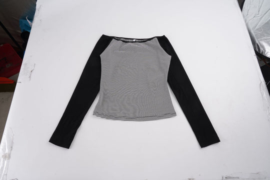 Damen nan figurnahes Raglan-Langarmshirt mit feinem Streifenjersey, schmaler Taille und elastischem Stretchmaterial Shop Nory