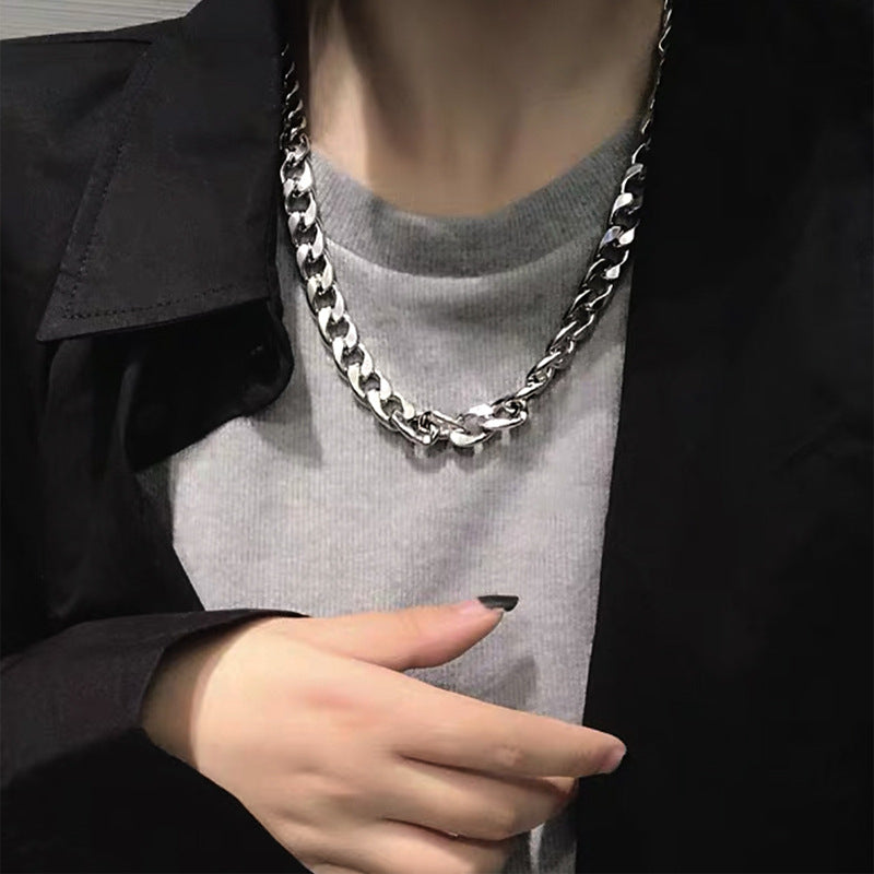 Damen Edelstahl-Halskette mit massivem Gliederdesign Shop Nory