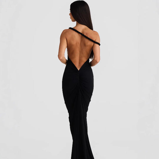 Damen figurbetontes Abendkleid mit elegantem Halterdesign und schwingendem Saum Shopnory