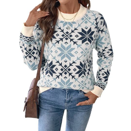 Damen Winterlicher Strickpullover mit geometrischem Muster Shop Nory
