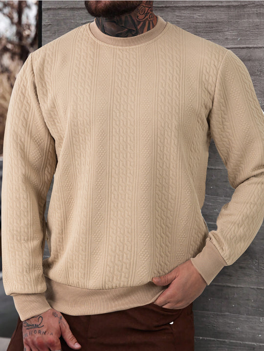 Herren texturiertes Rundhals-Sweatshirt mit feiner Waffelstruktur und gerippten Bündchen Shop Nory