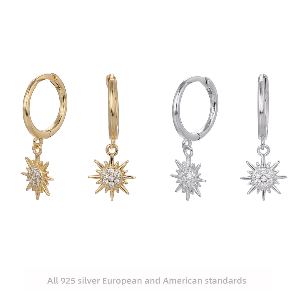 Damen Ohrhänger mit glänzendem Sonnenanhänger aus hochwertigem 925 Sterling Silber Shop Nory