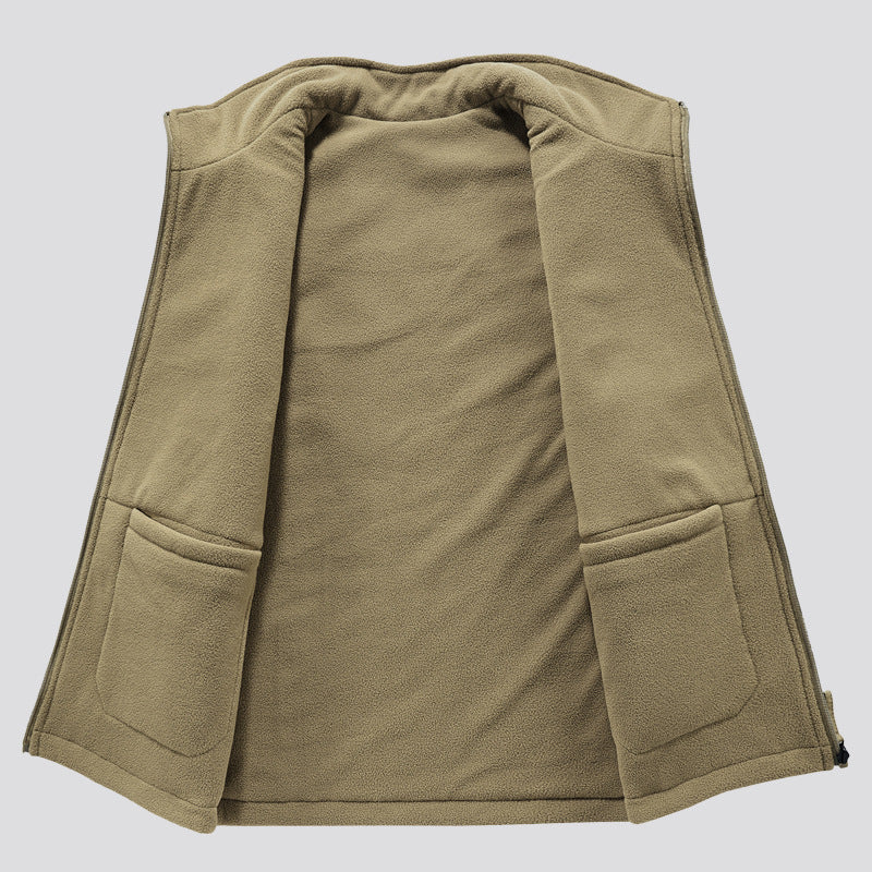 Herren Outdoor-Utilityweste mit Fleece-Innenlage, hohem Stehkragen und Frontklappentaschen Shop Nory
