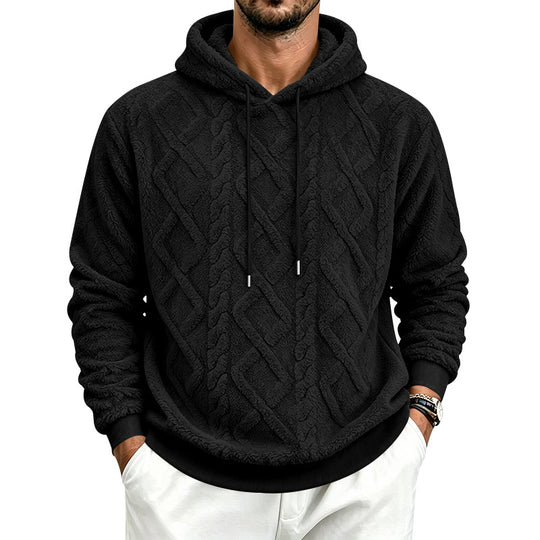 Herren Kuscheliger Sherpa-Kapuzenpullover mit Zopfstruktur und Rippbündchen Shop Nory