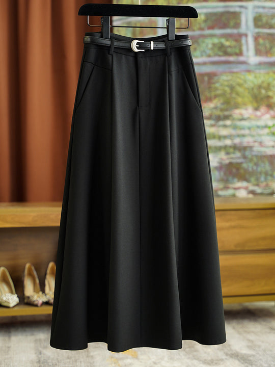Damen Eleganter Midirock mit Taillengürtel Shop Nory
