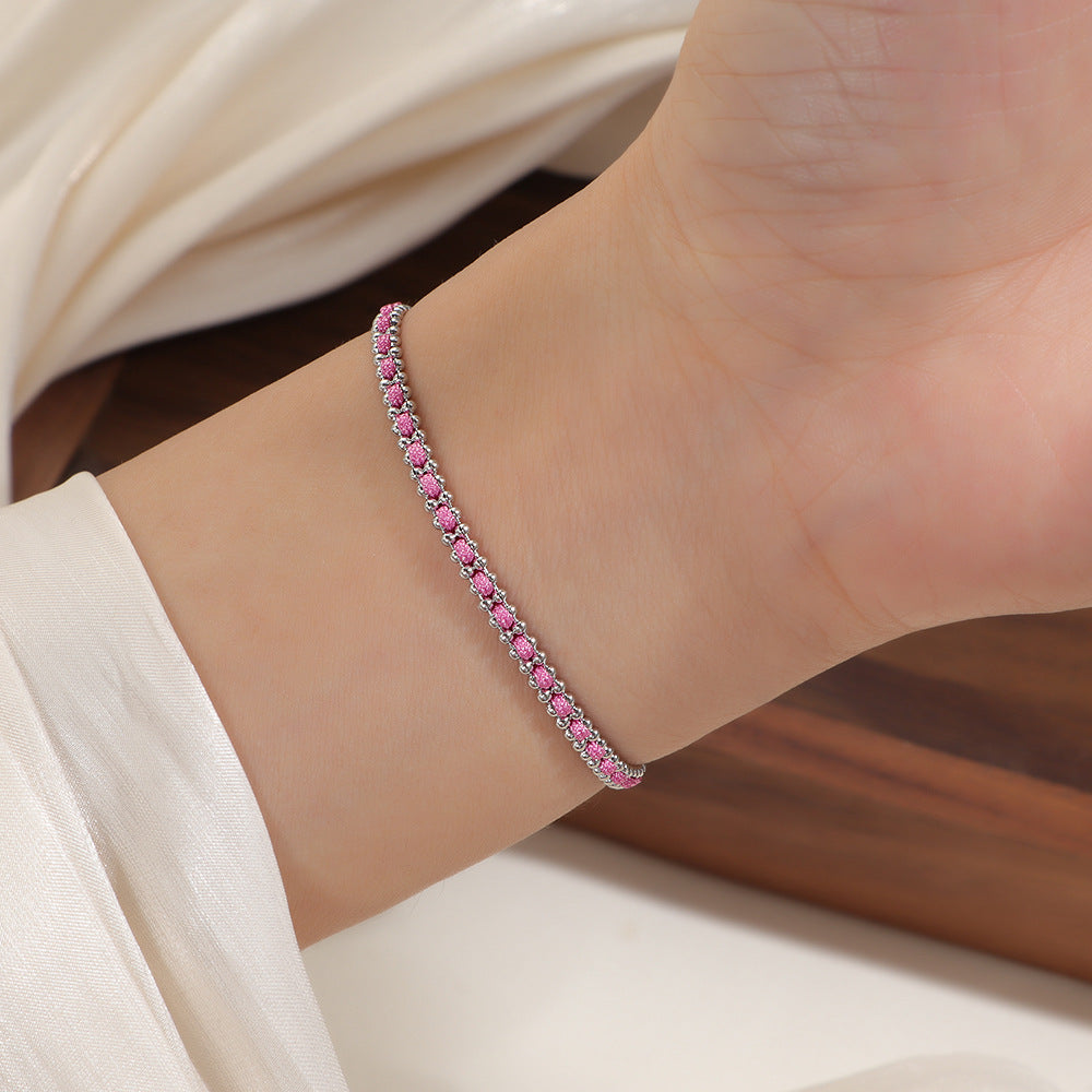 Damen romantisches Armband mit funkelnden roten Zirkonia Shop Nory