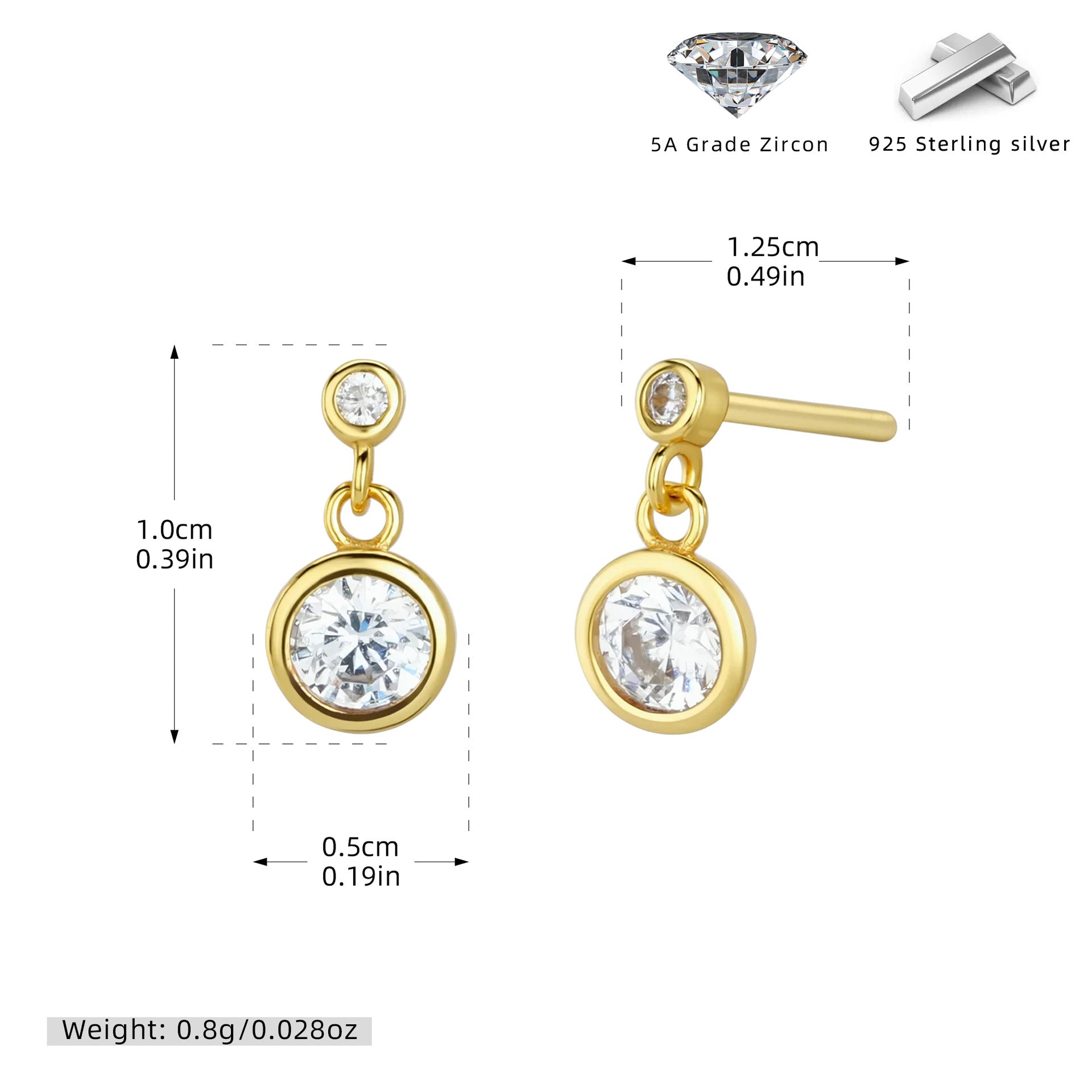 Damen Ohrhänger mit schimmerndem Zirkonbesatz aus hochwertigem 925 Sterling Silber Shop Nory