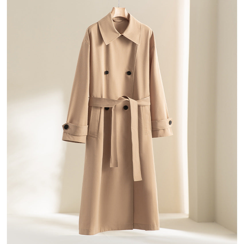 Herren Langer Doppelreihiger Trenchcoat mit Oversize-Schnitt und Reverskragen Shop Nory