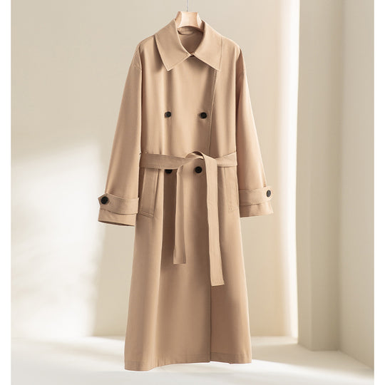 Herren Langer Doppelreihiger Trenchcoat mit Oversize-Schnitt und Reverskragen Shop Nory