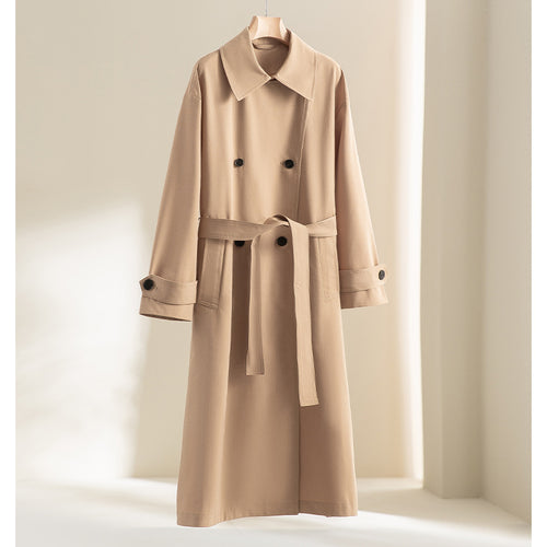 Herren Langer Doppelreihiger Trenchcoat mit Oversize-Schnitt und Reverskragen Shop Nory
