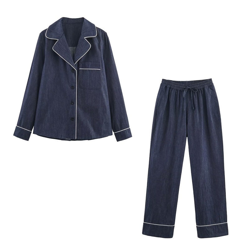 Damen Lockere weite Denim-Hose mit elastischem Bund und Kordelzug Shop Nory