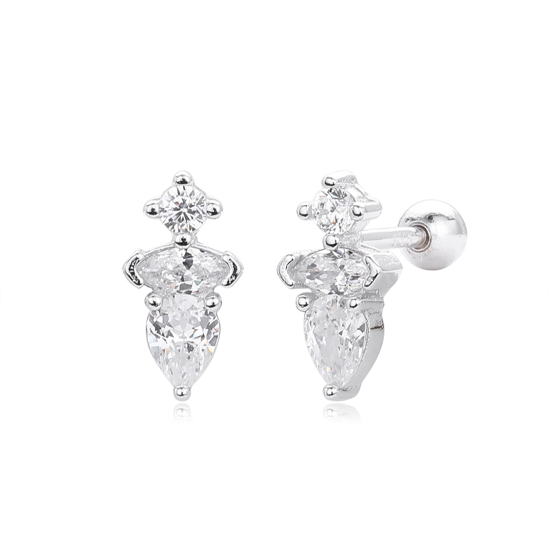 Damen Ohrstecker mit luxuriösem Zirkonbesatz aus 925 Sterling Silber Shop Nory