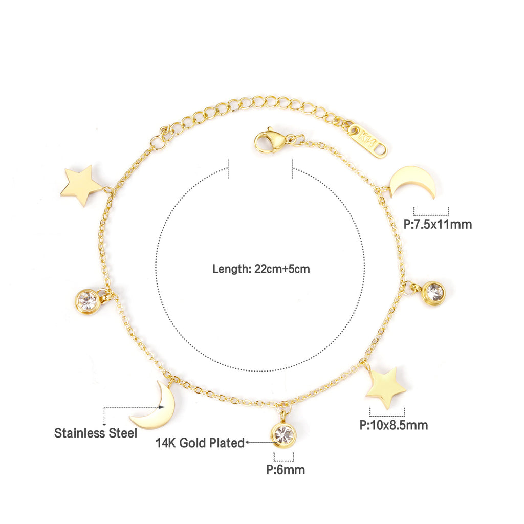 Damen Armband aus rosévergoldetem Edelstahl mit funkelnden Anhängern Shop Nory