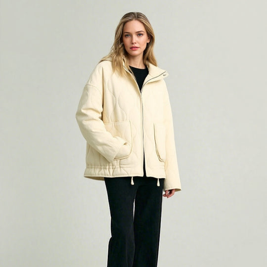 Unisex Stepp-Überjacke mit Stehkragen, aufgesetzten Taschen und Kordelzug Shop Nory