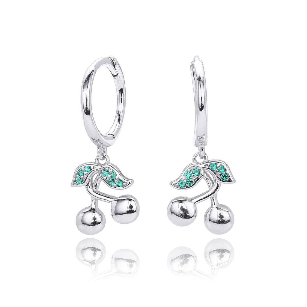 Damen Ohrhänger mit modernen Kirschmotiven aus 925 Sterling Silber und Zirkon Shop Nory