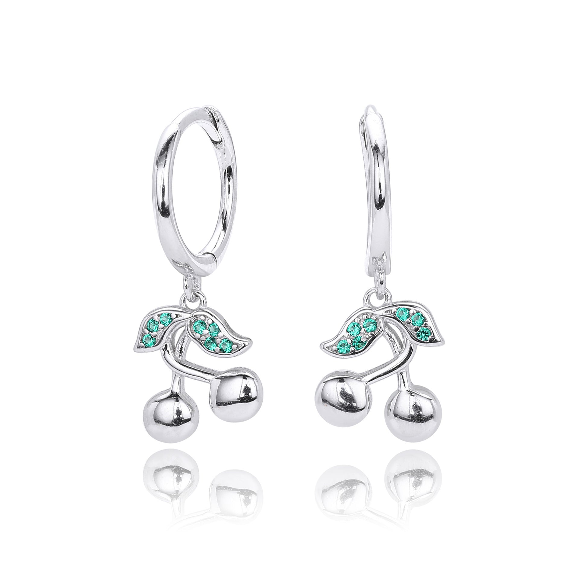 Damen Ohrhänger mit modernen Kirschmotiven aus 925 Sterling Silber und Zirkon Shop Nory