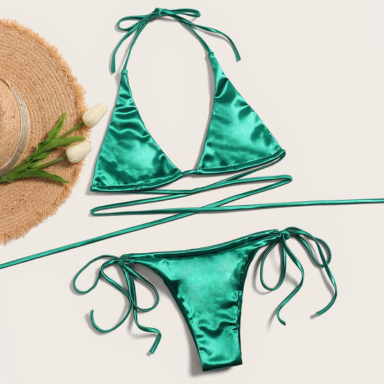 Damen Triangel-Bikini mit verführerischem Satin-Finish