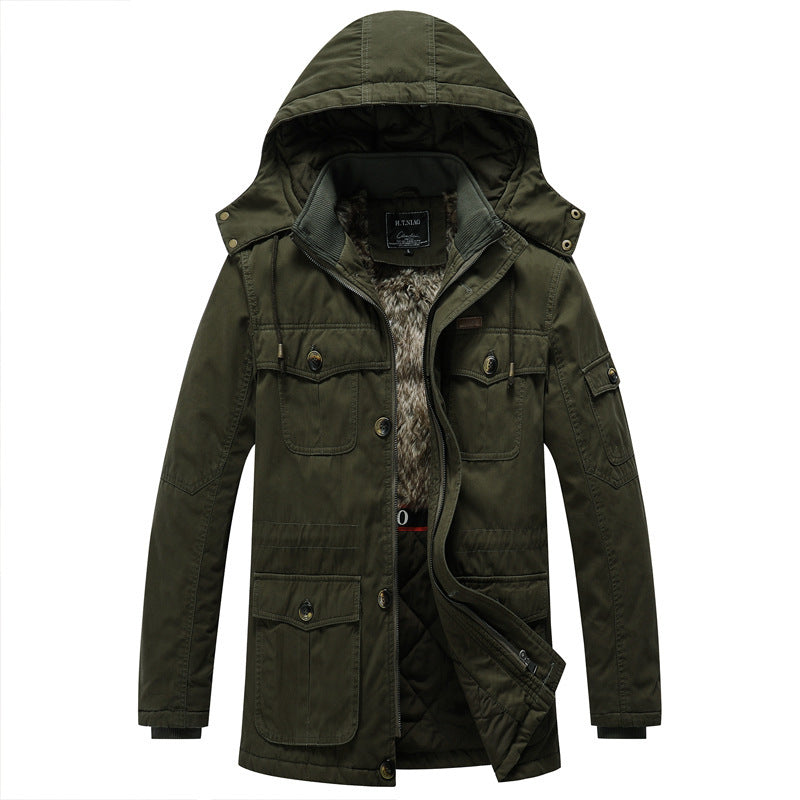 Herren Canvas-Parka mit gesteppter Thermofütterung, Kunstfell-Innenfutter und Kapuze Shop Nory