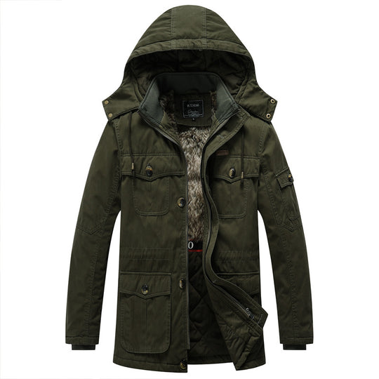 Herren Canvas-Parka mit gesteppter Thermofütterung, Kunstfell-Innenfutter und Kapuze Shop Nory