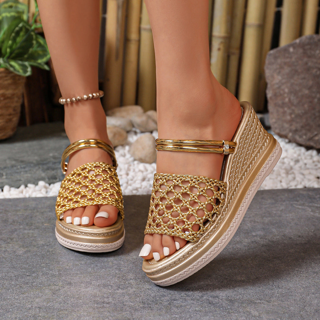 Damen modische Keil-Sandalen mit Netzdesign