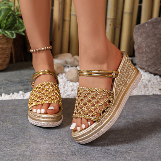 Damen modische Keil-Sandalen mit Netzdesign