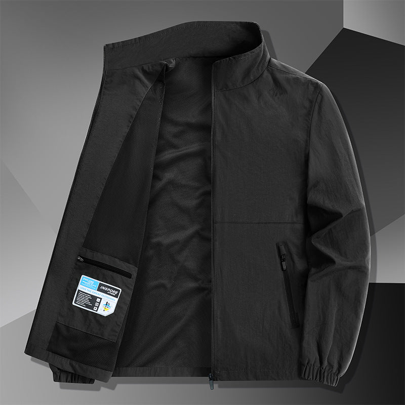 Herren Leichte Baumwoll-Mix-Übergangsjacke mit Stehkragen und verdecktem Reißverschluss Shop Nory